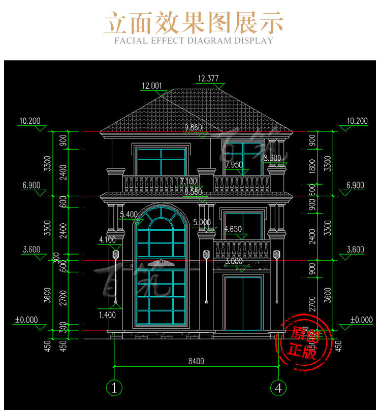 新农村房屋设计图_乡村三层小别墅设计图纸_自建房二层半房子CAD设计图7