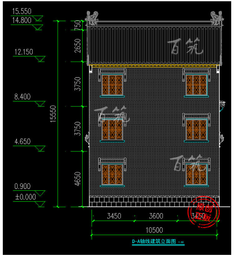 三层新中式别墅_农村复古自建房_四合院全套设计图纸CAD设计图9