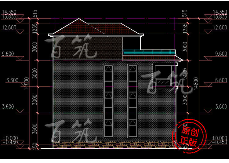 农村四层自建房子_经济型别墅设计图纸_乡村小洋房欧式带车库CAD设计图9