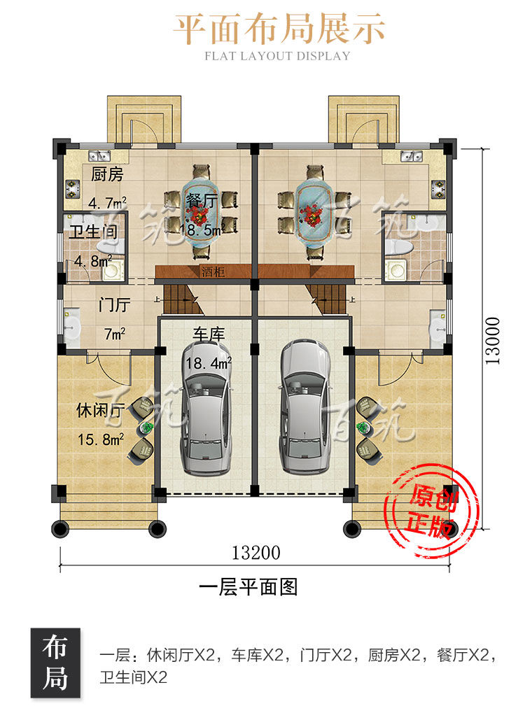 新农村兄弟双拼豪华住宅别墅设计图纸_乡村自建房子豪华大气CAD设计图5