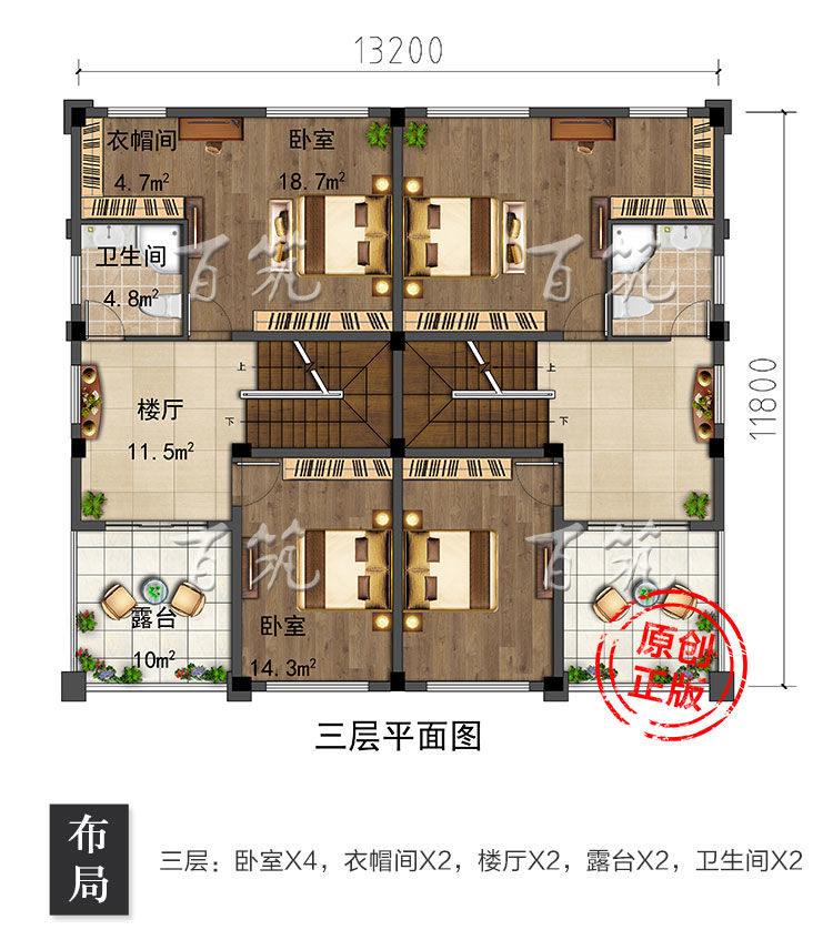 新农村兄弟双拼豪华住宅别墅设计图纸_乡村自建房子豪华大气CAD设计图7