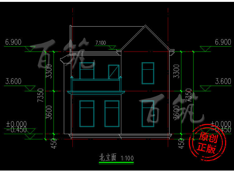 新农村小户型别墅设计图纸_乡村两二层自建房适合老人房屋子CAD设计图7