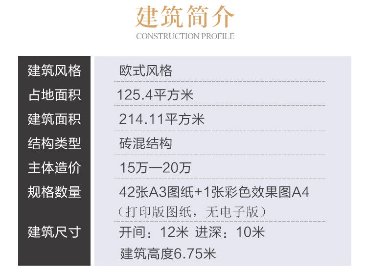 欧式二层楼房设计图纸_全套125平砖混结构别墅自建房子效果图CAD设计图2