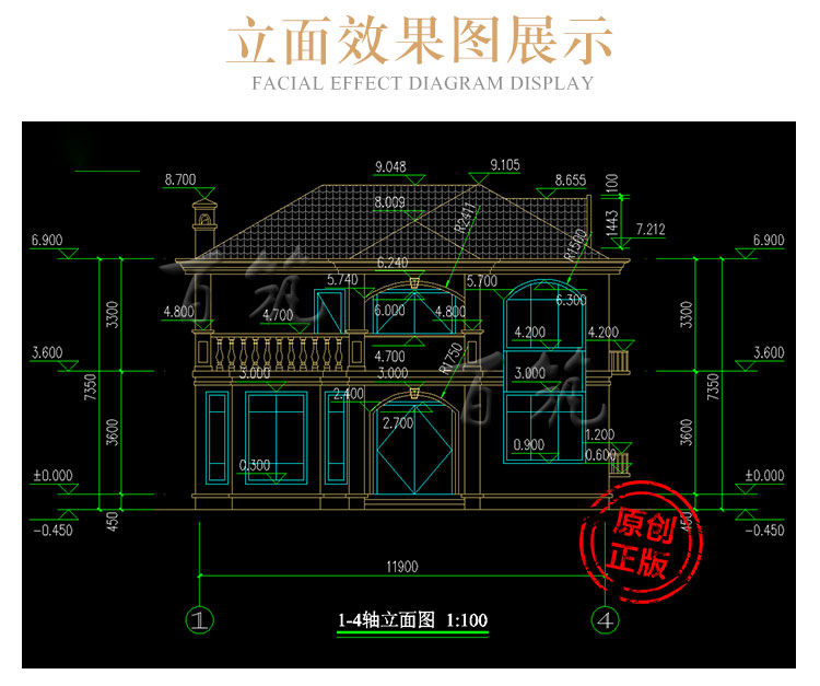 新农村别墅设计图纸_乡村二层欧式自建房子第一层有房间卧室CAD设计图6