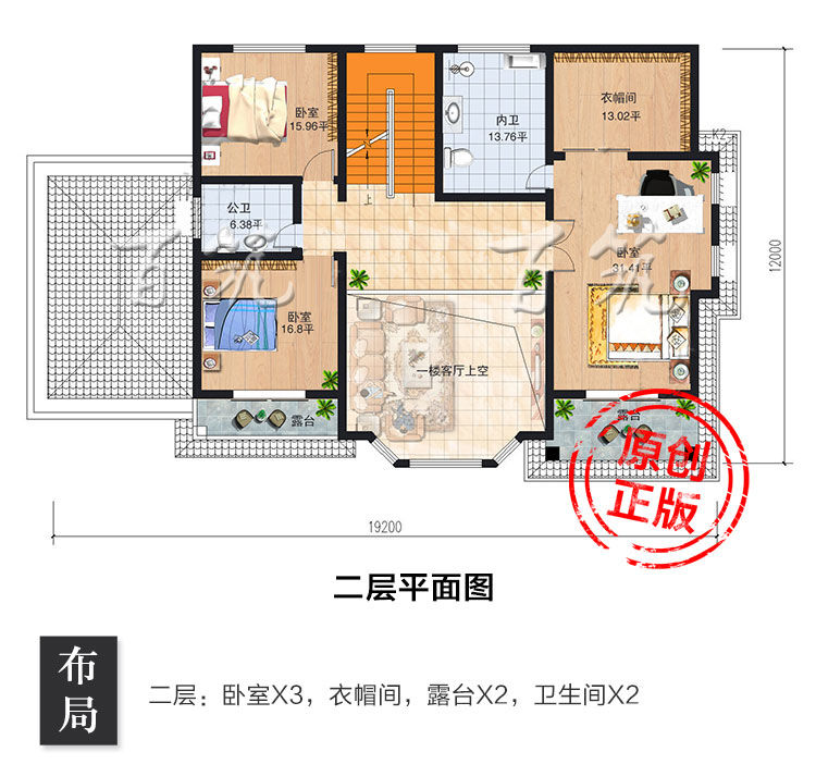 农村二层别墅设计图纸_自建房屋设计效果图_乡村大面积房子CAD设计图4