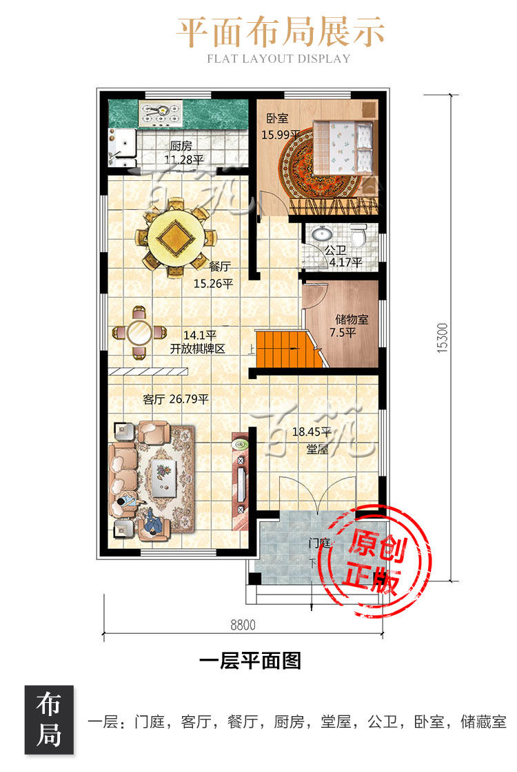 新农村乡下小别墅设计图纸_8米8宽自建房面窄房屋全套施工图CAD设计图4