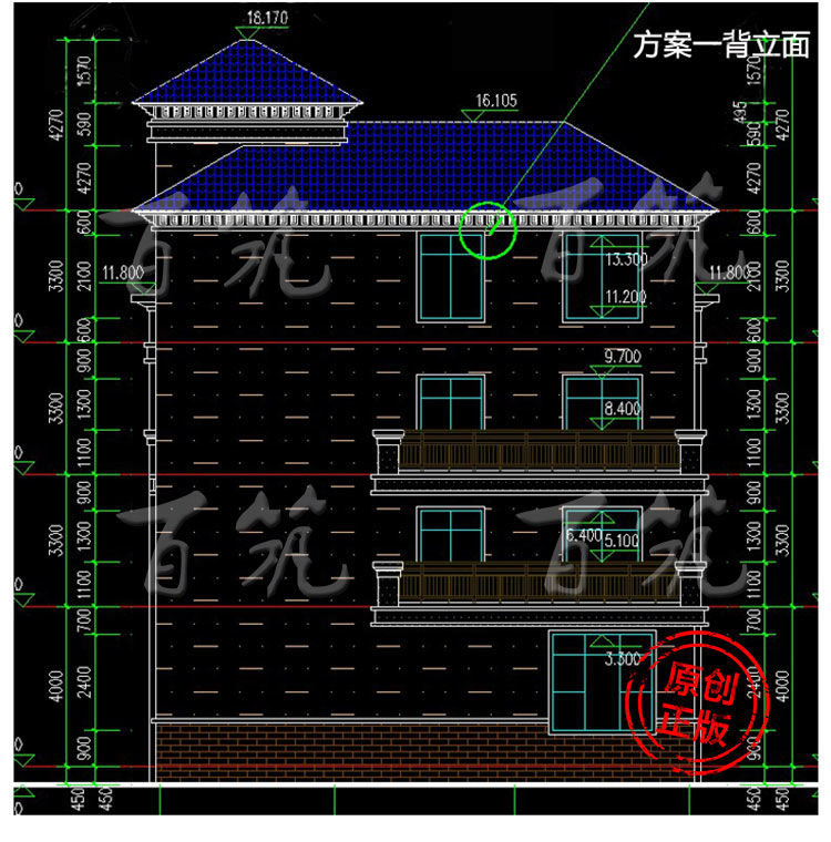 新农村别墅设计图纸_三层半欧式简约四层底框结构乡村自建房CAD设计图8