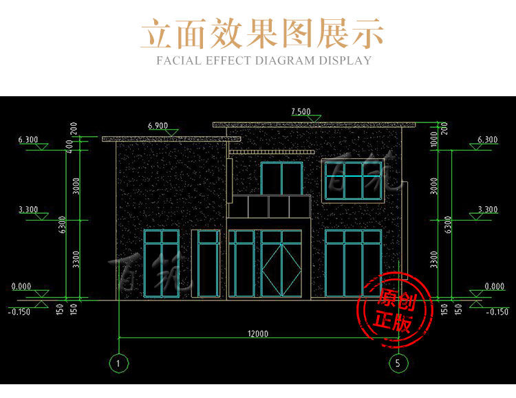 现代风格农村两二层别墅设计图纸_乡下特色楼房架空当车库CAD设计图7