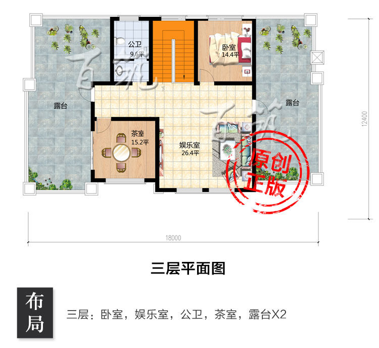 欧式200平方米大别墅设计图纸_农村乡下18米宽自建房子施工CAD设计图5