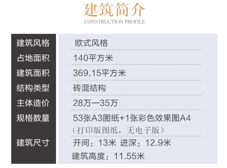 新农村140平方米欧式别墅设计图纸_乡下盖房自建房子施工图CAD设计图2