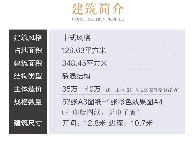 新农村130平方米小别墅设计图纸_乡下自建房屋宽12.8施工图CAD设计图2